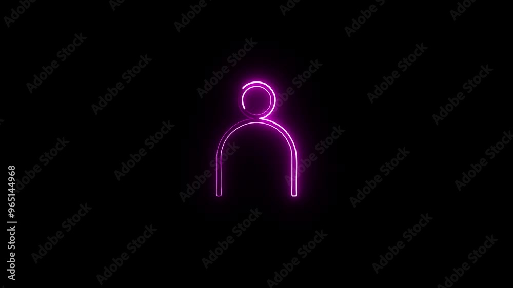 glowing neon people animation icon member face man head person on black background, glowing neon people animation icon member face man head person on black background,