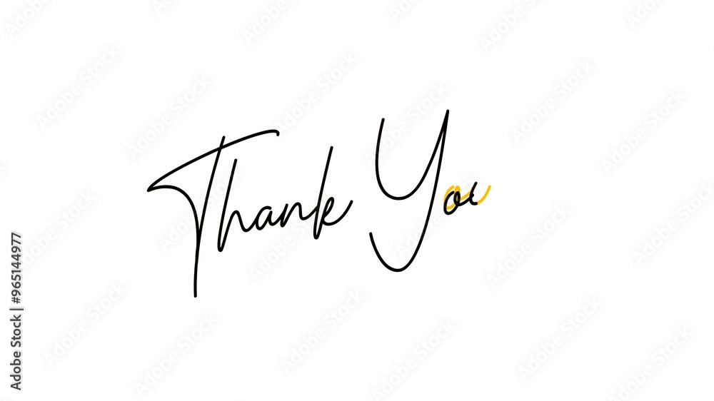Thank You word lettering animated with stroke and splash in black color