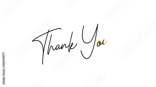 Thank You word lettering animated with stroke and splash in black color