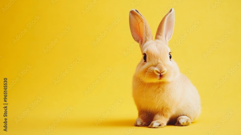 Adorable rabbit on a bright yellow background, playful and vibrant concept Adorable rabbit on a bright yellow background, playful and vibrant concept