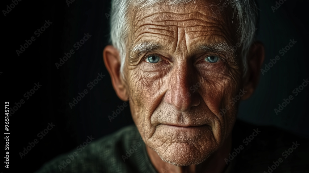 An elderly man with deep-set wrinkles, his expression serene, ev An elderly man with deep-set wrinkles, his expression serene, ev