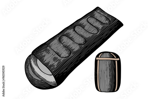 hand drawn sleeping bag colored illustration