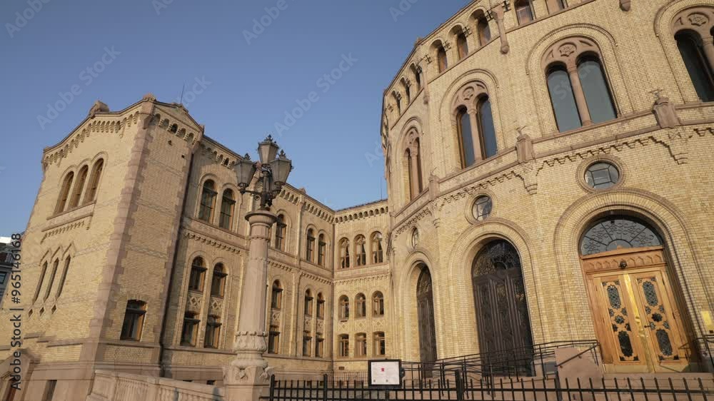 View of the Norwegian Parliament from Eidsvolls Plass, Oslo, Norway, Scandinavia, Europe View of the Norwegian Parliament from Eidsvolls Plass, Oslo, Norway, Scandinavia, Europe
