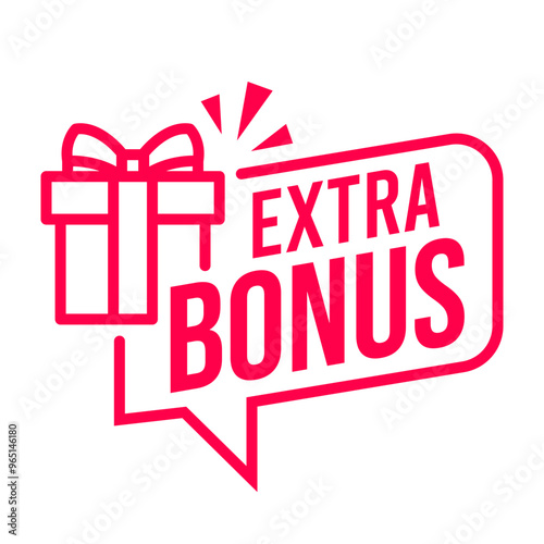 Extra Bonus Gift boxes with ribbon icons Set. Free Gift box badge in Trendy Flat style. Surprising gift boxes label, Gift wrapping sticker, lucky draw, Christmas box icon. Vector Illustration.