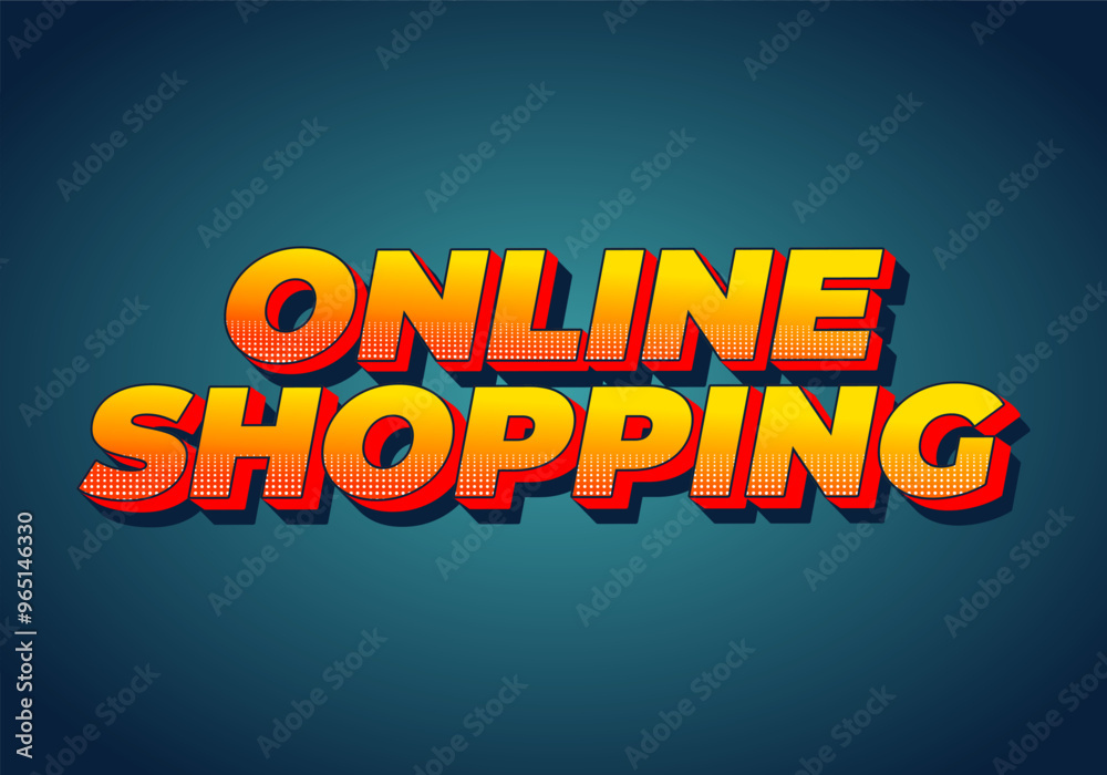 Online shopping. Text effect in 3D style with modern colors Online shopping. Text effect in 3D style with modern colors