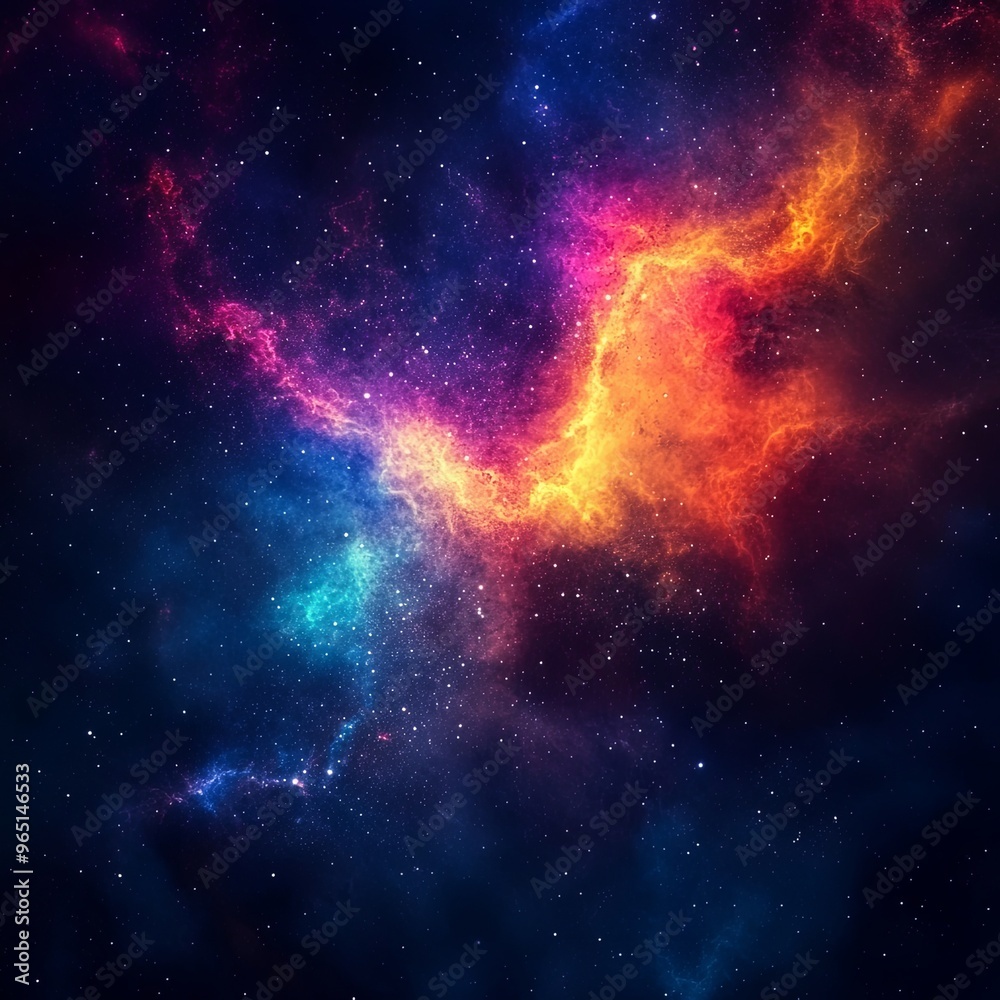 Naklejka premium Starry Sky, Colorful Nebulae, Cosmic Dust, Universe, Galaxy Space, Astronomical Phenomena, Celestial Bodies, Night Sky Astronomy Background