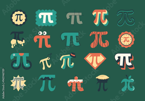 Pi Day Illustration Element Set
