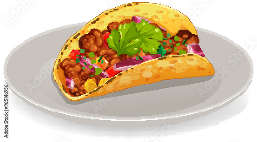 Delicious Mexican Taco on Plate