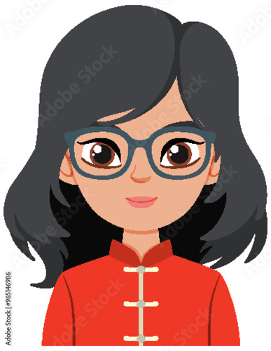 Woman in Traditional Red Costume