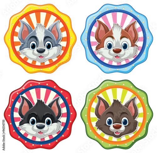 Cute Cartoon Dog Badges