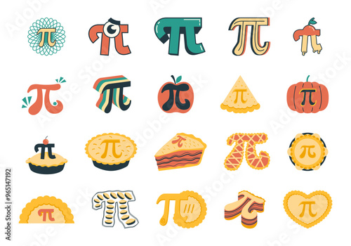 Pi Day Illustration Vector Set
