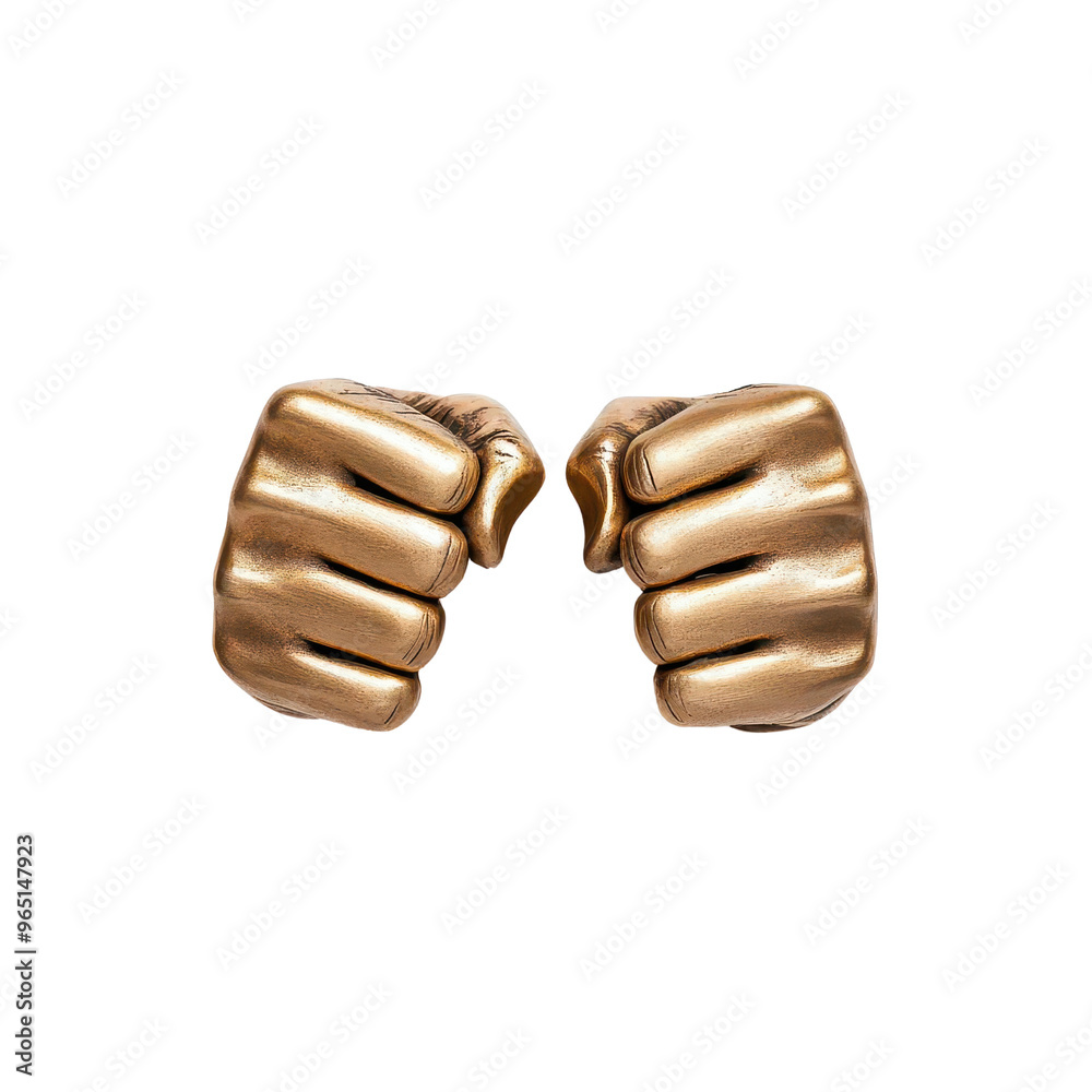 A pair of golden fists symbolizing strength, resilience, and determination, perfect for motivational and empowerment themes.
