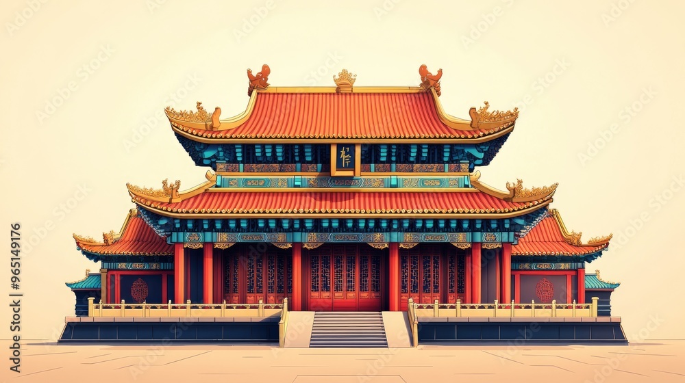 Meridian gate of the forbidden city standing tall on a sunny day Meridian gate of the forbidden city standing tall on a sunny day