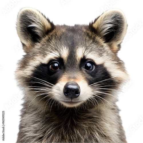 raccoon portrait isolated on transparent background