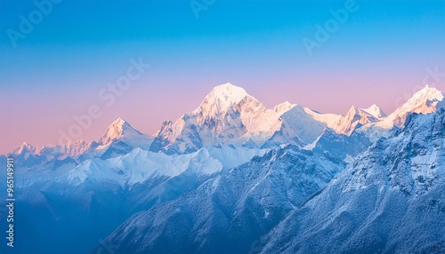 a beautiful ice-covered mountain, featuring views of snow and ice covering the mountain slopes. generative ai photo