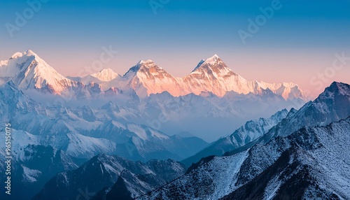 a beautiful ice-covered mountain, featuring views of snow and ice covering the mountain slopes. photo