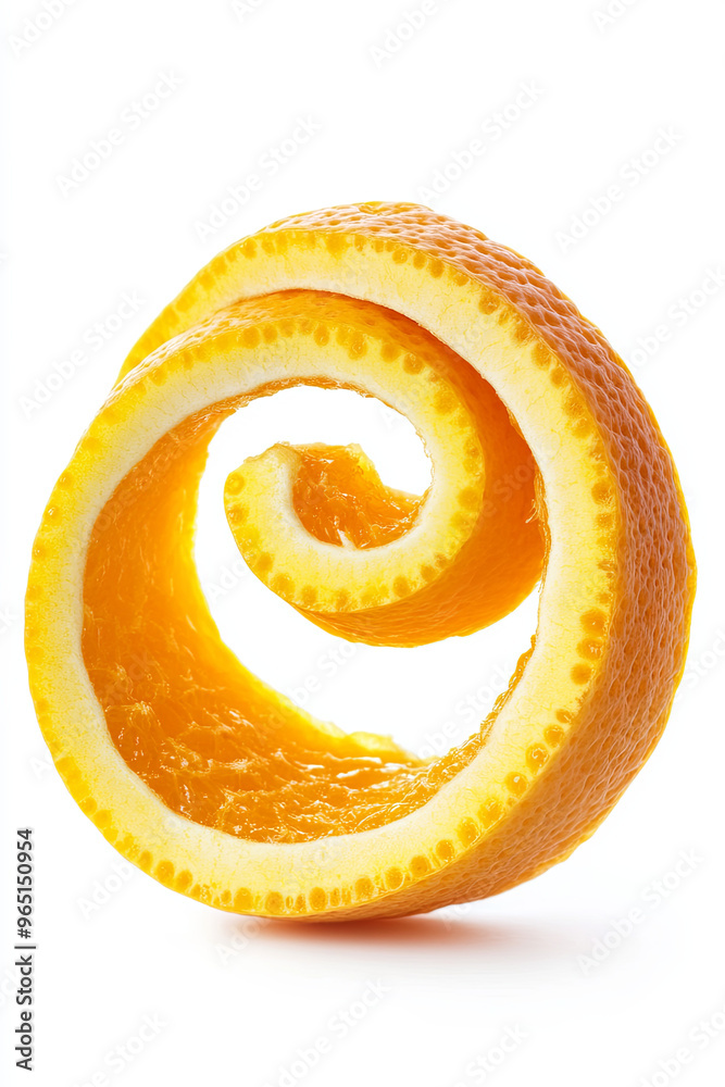 Orange zest spiral isolated on white Orange zest spiral isolated on white