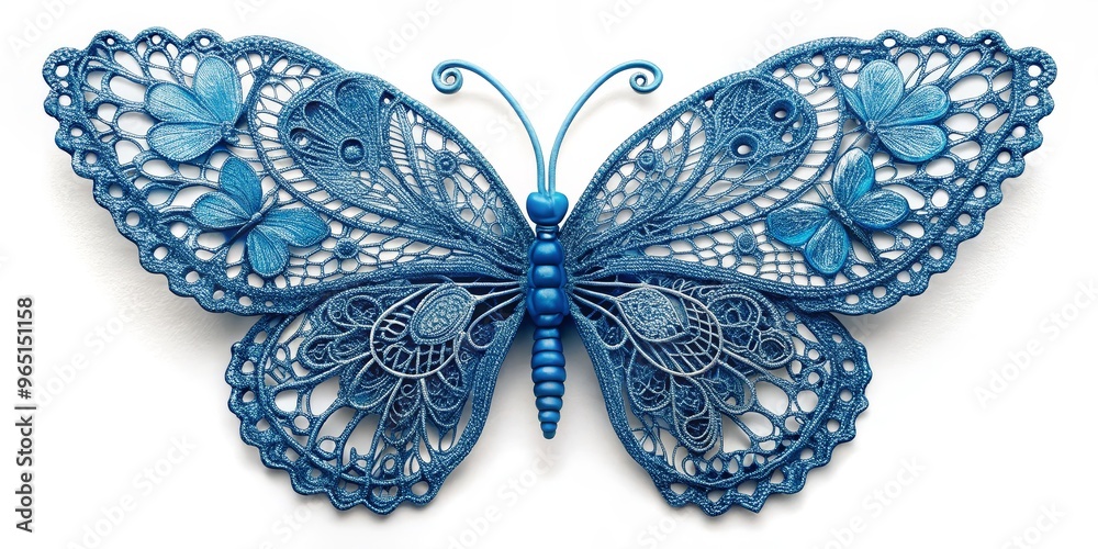 Blue Glitter Lace Butterfly Ornament, white background, blue glitter, decorative, butterfly ornament, craft, decoration Blue Glitter Lace Butterfly Ornament, white background, blue glitter, decorative, butterfly ornament, craft, decoration