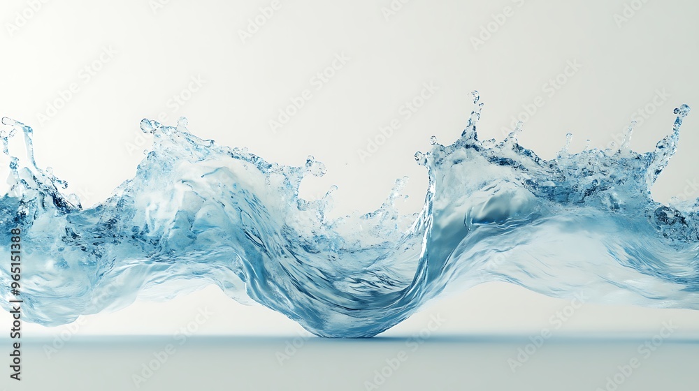 Vibrant Cyan Water Splash Frozen in Mid-Air Abstract on White Background Vibrant Cyan Water Splash Frozen in Mid-Air Abstract on White Background