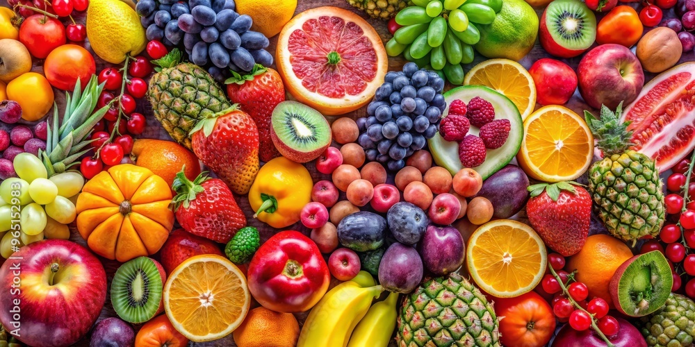 A vibrant compilation of fruit, carefully selected for its ripeness and color diversity, is tastefully arranged to A vibrant compilation of fruit, carefully selected for its ripeness and color diversity, is tastefully arranged to