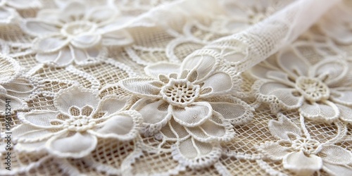 Delicate Lace Floral Pattern, Macro Photography, White Lace, Texture, Embroidery, Lacework, Fabric