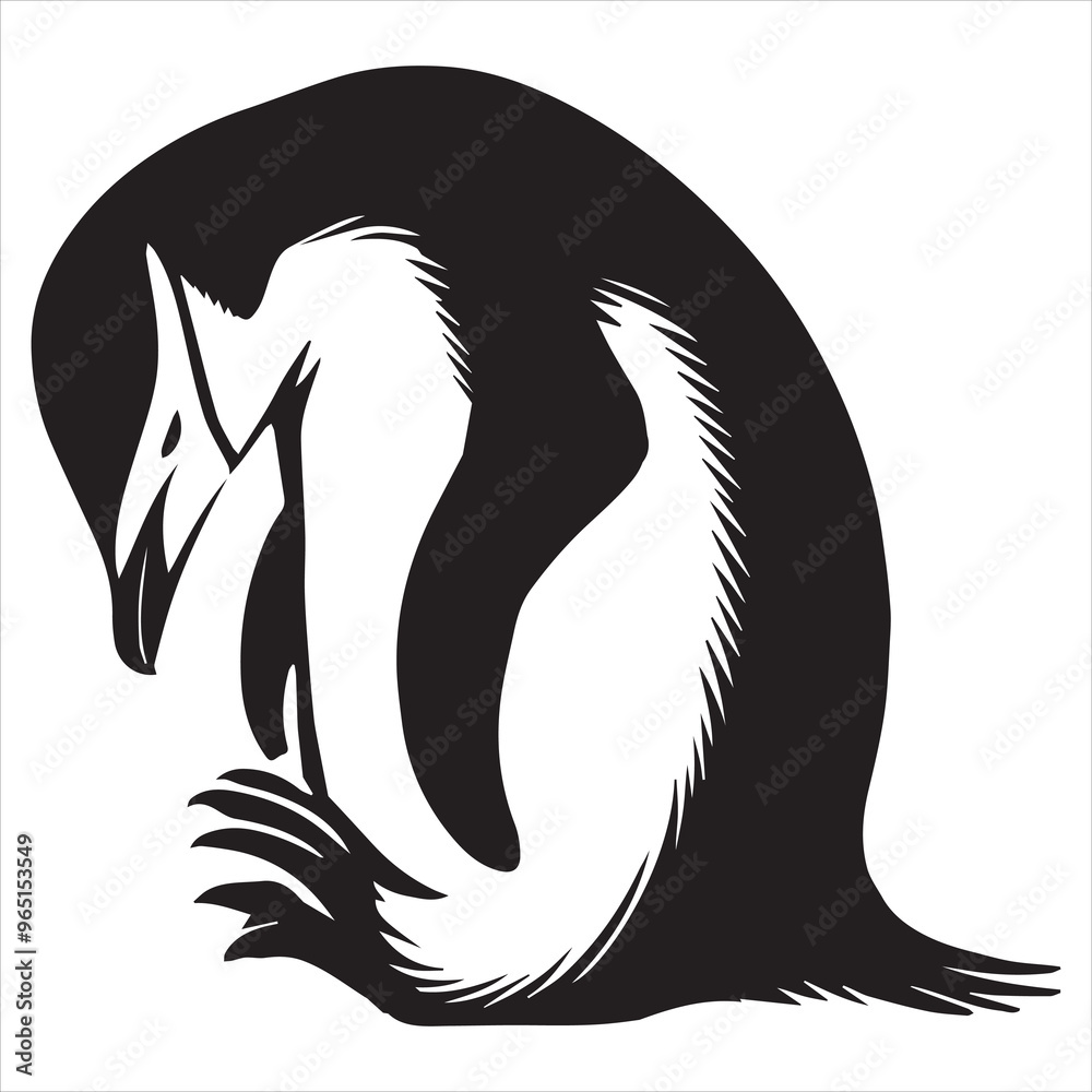 Chinstrap Penguin silhouette - Penguin Bird Vector Illustration in black and white
Chinstrap Penguin silhouette - Penguin Bird Vector Illustration in black and white