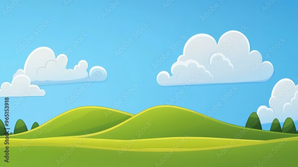 Bright cartoon hills and lush grass create a playful background perfect for kids rooms and cheerful decor. Bright cartoon hills and lush grass create a playful background perfect for kids rooms and cheerful decor.