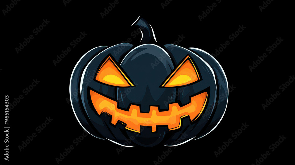 Fototapeta premium A small black textured pumpkin illustration featuring a clean and minimal backdrop for a chic autumn vibe.