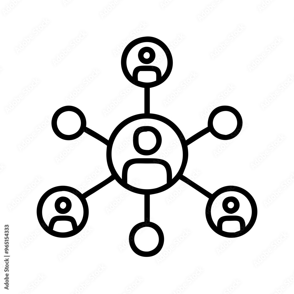 Vector business company network icon, connected team, minimalistic design, monochrome colors Vector business company network icon, connected team, minimalistic design, monochrome colors