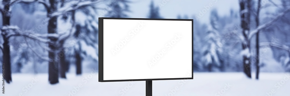 Obraz premium Blank standy advertising billboard,mock up. Template, consumerism, advertising, white screen, copy space and mockup concept