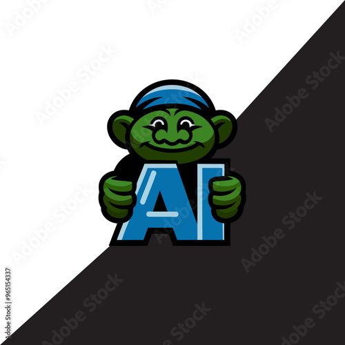 Troll AI Vector Illustrated Logo Template