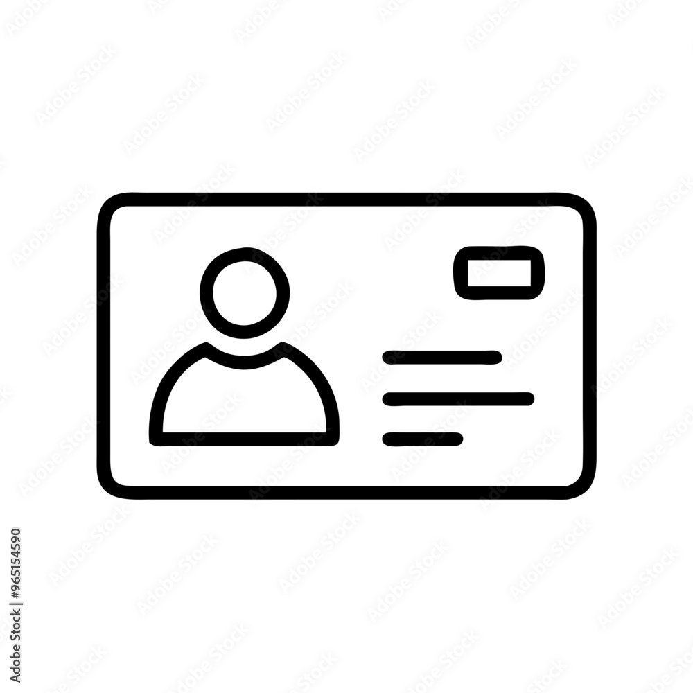 Vector business ID card icon, identification document, minimalistic design, monochrome colors
Vector business ID card icon, identification document, minimalistic design, monochrome colors