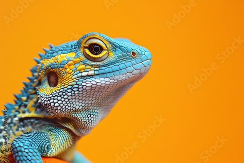 A close up of a lizard with an isolated background photo