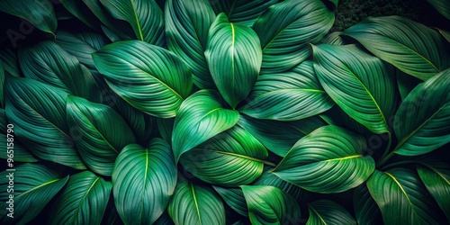 Tropical Lush Green Leaves Texture, Texture , Foliage, Background