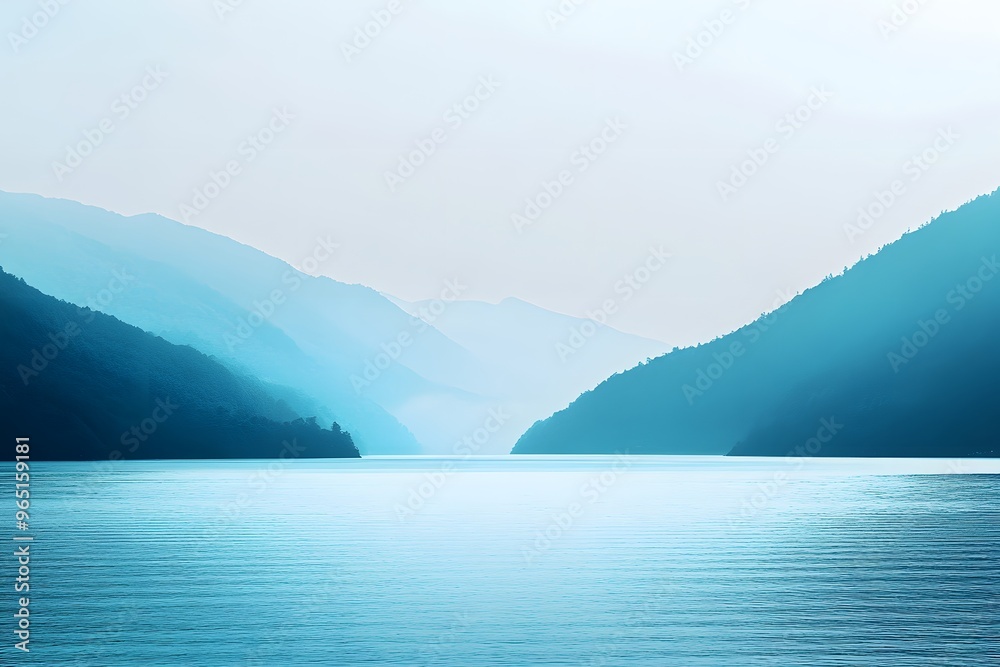 Monochromatic landscape with only shades of blue Monochromatic landscape with only shades of blue