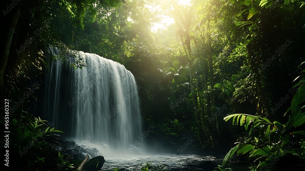 Sunlight Streaming Through Lush Jungle Canopy Sunlight Streaming Through Lush Jungle Canopy