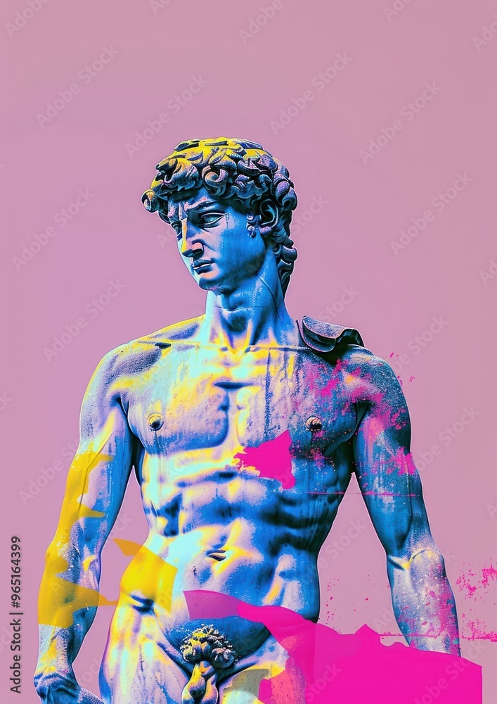 Fototapeta premium Vibrant modern David statue art