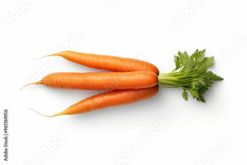 Three carrots isolated on white background. Generative ai