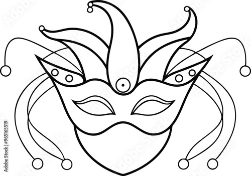 carnival mask line art vector illustration