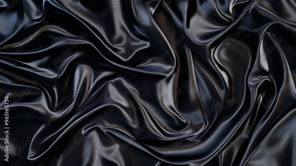 Fototapeta premium Black satin fabric background