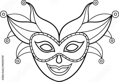 carnival mask line art vector illustration