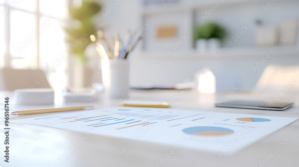 Business plan with a vision statement and financial projections, strategic goals concept