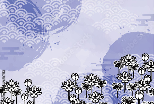 蓮　喪中　和柄　背景