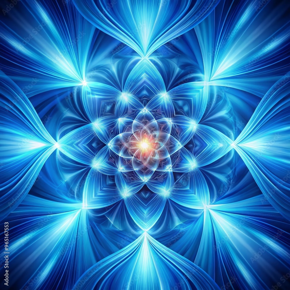 Abstract Blue Flower of Light, fractal, art, design