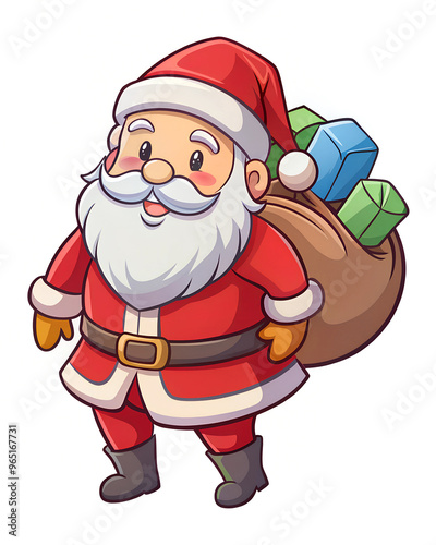 2d Cartoon Santa Claus | Cute Christmas Character Illustration