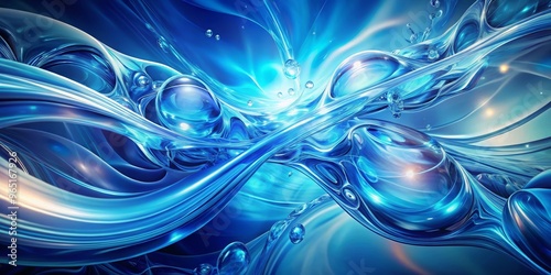 Abstract Blue Liquid Swirls...