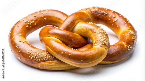 Fresh golden-brown pretzel twist on a crisp white background, perfect for showcasing your brand's message and inviting