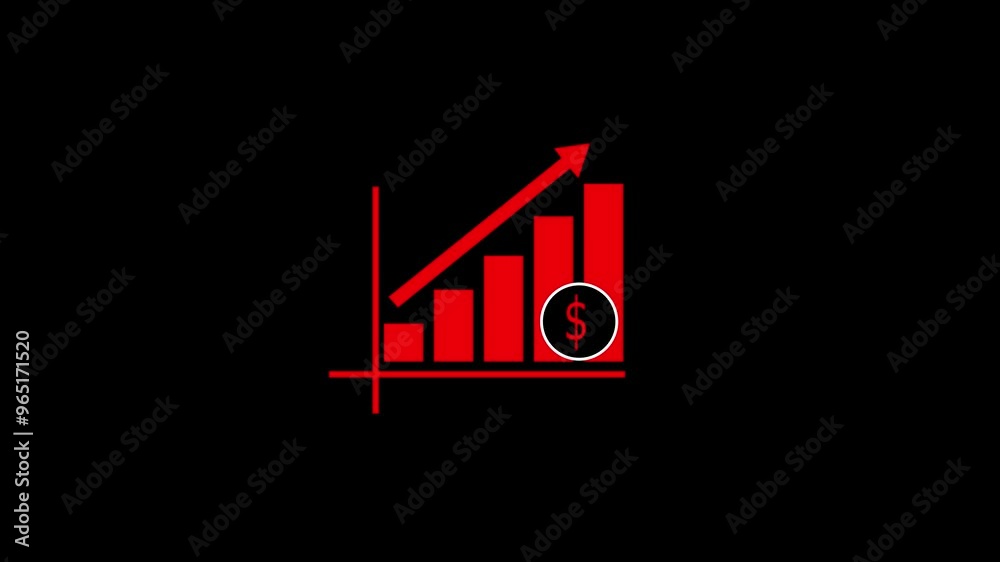Business growth and success arrow, growing business chart animation with dollar sign. Business growth and success arrow, growing business chart animation with dollar sign.