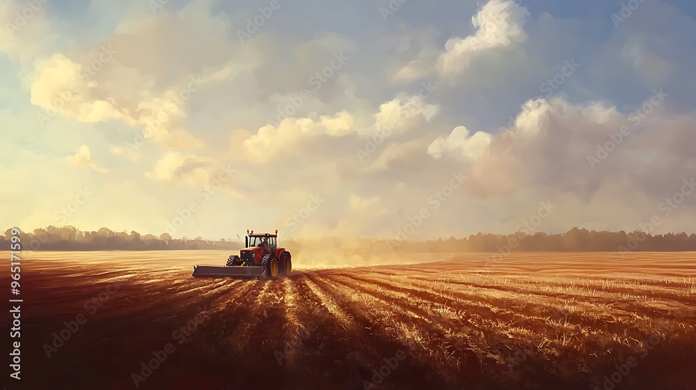 Red Tractor in a Field Red Tractor in a Field