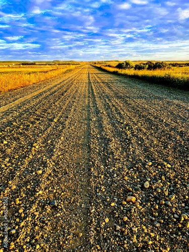 Closeup of an Endless Gravel Road climbing Eastern Montana Hills